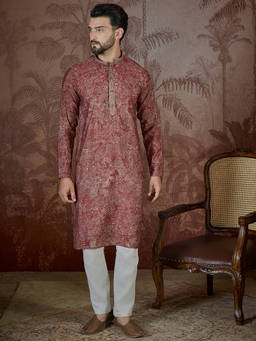 ETHNIC BAY - Men Maroon Paisley Printed Kurta