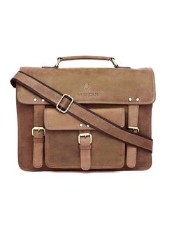 WILDHORN - Leather Tan Laptop Messenger Bag for Men