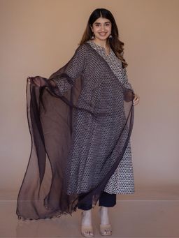 The Indian Ethnic Co. - Black Solid Kota Doria Cotton Dupatta