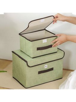 NFI Essentials - 2 Set Foldable Storage Box with Lid Large Organizer Box with Handles