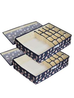 NFI Essentials - 2 Set 16+1 Compartment Foldable Storage Box for Bra, Panty, Socks, Hanky, Ties