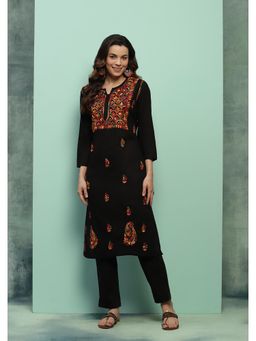 House of Chikankari - Chikankari Woven Long Kurta