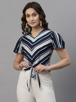 Style Quotient - Women Blue Striped Tops