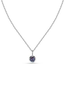 Ornate Jewels - 925 Silver Rhodium Plated Round Alexandrite Solitaire Necklace (Adjustable)