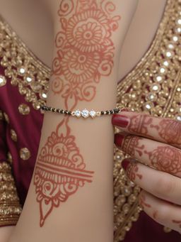 Ornate Jewels - 925 Silver 18K Gold Plated American Diamond Mangalsutra Bracelet (Adjustable)