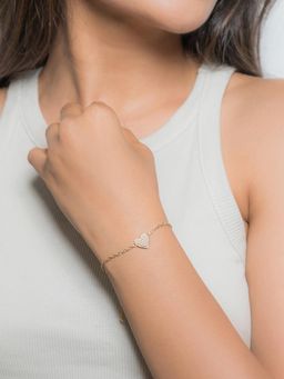 Ornate Jewels - 925 Silver 18K Gold Plated American Diamond Heartbeat Bracelet (Adjustable)