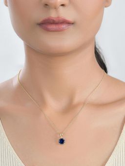 Ornate Jewels - 925 Silver 18K Gold Plated 2 Carat Blue Sapphire Solitaire Necklace (Adjustable)