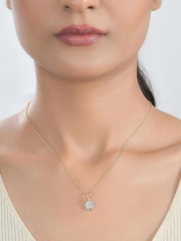 Ornate Jewels - 925 Silver 18K Gold Plated 2 Carat White CZ Solitaire Necklace (Adjustable)