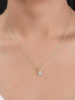 Ornate Jewels - 925 Silver 18K Gold Plated 0.50 Carat White CZ Solitaire Necklace (Adjustable)