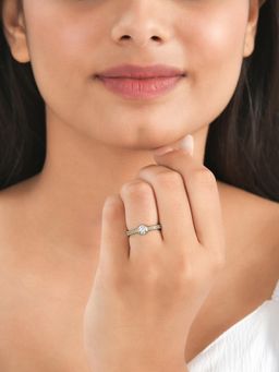 Ornate Jewels - 925 Silver 18K Gold Plated 1.25 Carat White CZ Adjustable Ring (Adjustable)