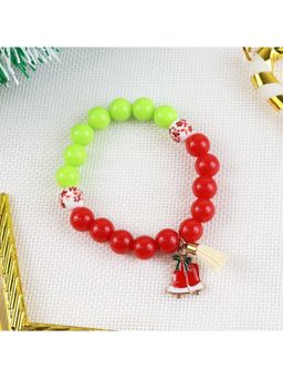 Asthetika Kids - Christmas Jingle Bells Beaded Bracelet - Red , Green