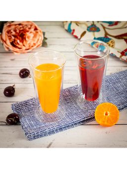 EZ Life - Borosilicate Double Wall Balache Tall Drinks Glass - Transparent - 250 ml - Pack of 4