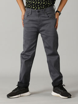 KiddoPanti - Grey Solid Jeans