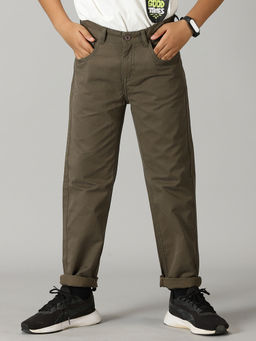 KiddoPanti - Olive Solid Jeans