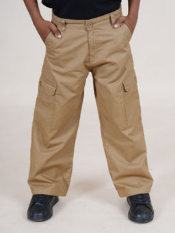 KiddoPanti - Khaki Solid Cargo Pant