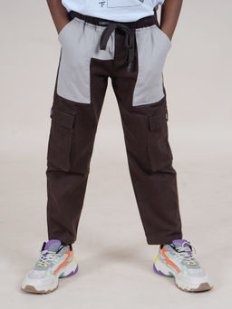 KiddoPanti - Brown Colorblock Cargo Pant