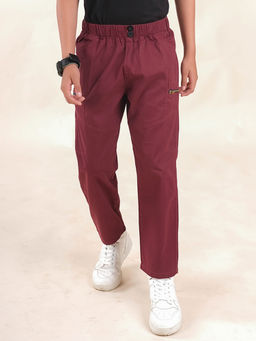 KiddoPanti - Maroon Solid Pant