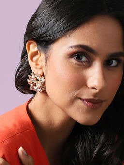 Sohi - Crystal Spiral Stud Earrings White