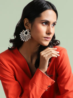 Sohi - Circular Pearl Drop Earrings White