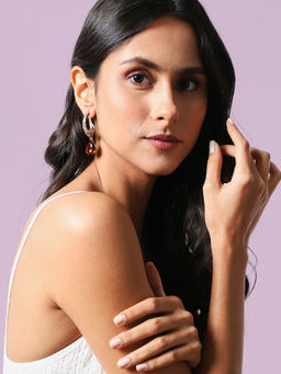 Sohi - Crystal Pear Drop Earrings Red