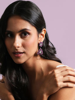 Sohi - Geometric Drop Earrings Purple