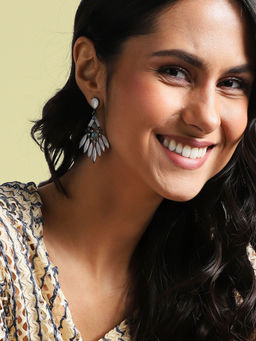 Sohi - Stone Marquise Drop Earrings White