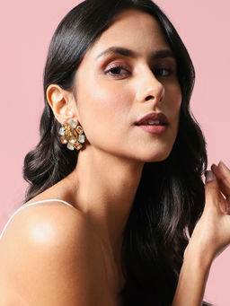 Sohi - Crystal Pear Stud Earrings Gold