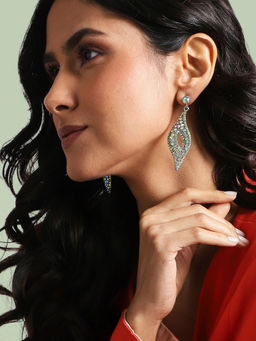 Sohi - Swirl Rhombus Drop Earrings Silver