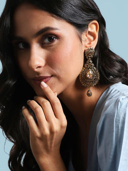 Sohi - Crystal Drop Earrings Amber