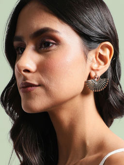 Sohi - Crystal Fan Stud Earrings Brown