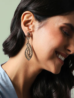 Sohi - Metallic Abstract Drop Earrings Gold