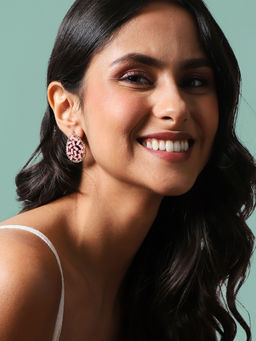 Sohi - Pear Stone Stud Earrings Baby Pink