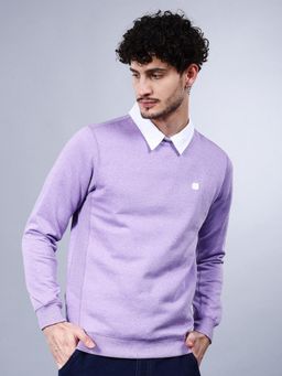 The Indian Garage Co - Men Purple Regular Fit Solid Full Sleeves Overhead Sweatshirt