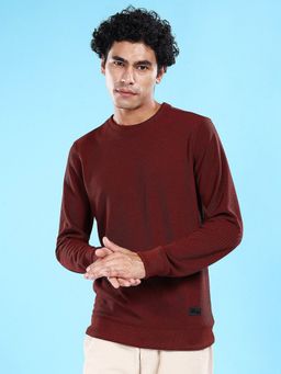 The Indian Garage Co - Men Brown Regular Fit Solid Round Neck Full Sleeves Sweatshirt