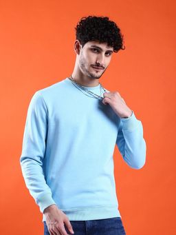 The Indian Garage Co - Men Blue Regular Fit Solid Full Sleeves Sweatshirt