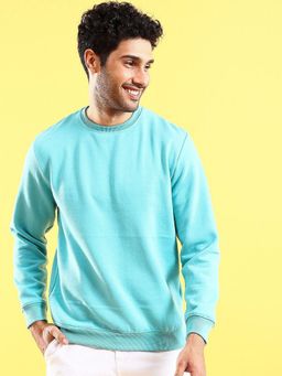 The Indian Garage Co - Men Green Regular Fit Solid Full Sleeves Sweatshirt
