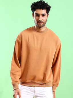 The Indian Garage Co - Men Orange Oversized Fit Solid Full Sleeves Sweatshirt