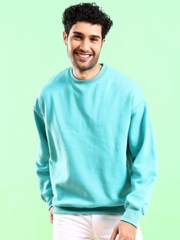 The Indian Garage Co - Men Blue Oversized Fit Solid Full Sleeves Sweatshirt