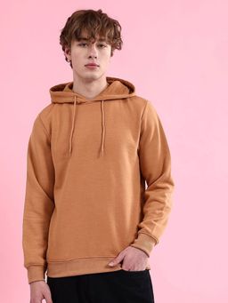 The Indian Garage Co - Men Brown Regular Fit Solid Hooded Full Sleeves Hoodies