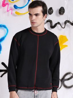 The Indian Garage Co - Men Black Relaxed Fit Solid Full Sleeves Sweatshirt
