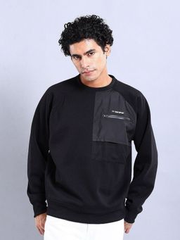 The Indian Garage Co - Men Black Oversized Fit Solid Full Sleeves Sweatshirt