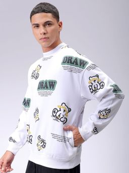 The Indian Garage Co - Men White Relaxed Fit Printed Full Sleeves Sweatshirt