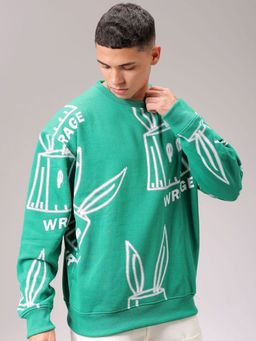 The Indian Garage Co - Men Green Oversized Fit Printed Full Sleeves Sweatshirt