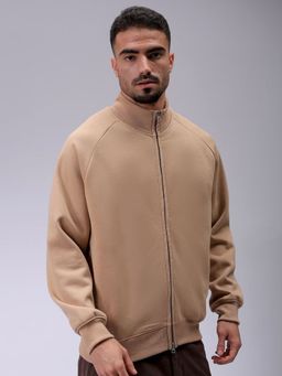 The Indian Garage Co - Men Beige Relaxed Fit Solid High Neck Full Sleeves Sweatshirt