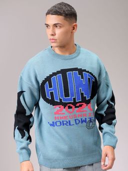 The Indian Garage Co - Men Oversized Fit Printed Full Sleeves Sweater