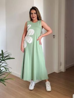 Trenbee - Women Green Blended Floral Maxi Dress