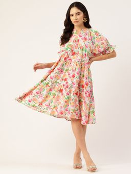 STUDIO MISRI - Women Multi-Color Viscose Floral Knee Length Dress