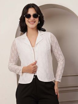 Style Quotient - Women's White Self Design Shirt