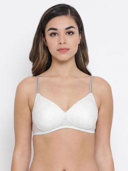 Clovia - Padded Non-Wired Animal Print T-Shirt Bra In White