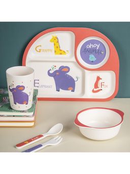 Voncasa - Red Children Pastel 5 Piece Dinner Set